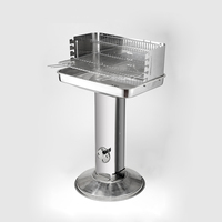 Barbecue au charbon de bois portable en acier inoxydable, hauteur réglable, pour plus de 5 personnes, avec dispositif de sécurité anti-flamme