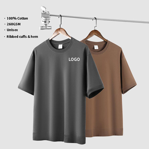 T-shirt unisexe ample en coton 100% de haute qualité, 260 grammes, avec ourlet côtelé, impression de logo personnalisée, col rond, respirant, pour homme - Product Image 4