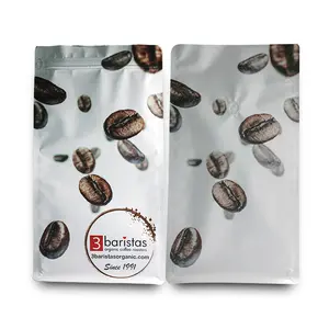Custom Low MOQ 250g 340g 500g 1kg 2kg Aluminum Foil Coffee Bean Bag With Tear Off Zipper Flat Bottom Coffee Bags With Valve
