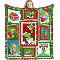 Jetés de couvertures en flanelle polaire de Noël Fuzzy Grinch Gnome