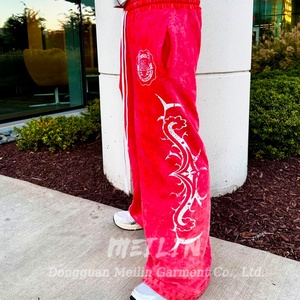 Pantalones de chándal personalizados de peso pesado, de corte holgado, con lavado ácido, estilo jogger, de pierna ancha, para hombre, con corte acampanado, oversize y de doble cintura - Product Image 5
