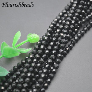 Wholesale Natural <strong>Black</strong> Tourmaline 4mm Diamond Cutting Round Shape Loose <strong>Beads</strong> for Women Jewelry Party Necklace Bracelet Making - Product Image 4