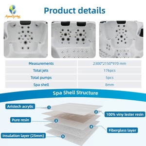 Vasca Idromassaggio di Lusso con 176 Getti, Spa Balboa per 6 Persone, Cascata LED, <span class=keywords><strong>Jacuzzi</strong></span> da Esterno 2,3M, Vasche Massaggianti per Giardino e Hotel - Product Image 3