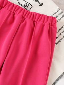 Nuovo Completo Casual Autunnale per Ragazze, Due Pezzi, Gilet a Maniche Lunghe Color Albicocca con Pantaloni Rosa - Product Image 6