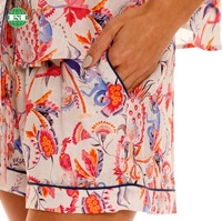 Pyjama imprimé par sublimation haut boutonné manches courtes fleurs roses ensemble pyjama coupe ample pyjama S M L XL 2XL 3XL