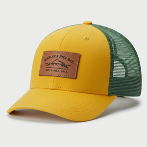 Chapeaux pour grosses têtes Chapeaux de camionneur en mousse personnalisés de haute qualité Hommes Femmes Mesh Sports Baseball Trucker Cap avec étiquette en cuir - Product Image 1