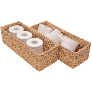 Natural Water Hyacinth Toilet Paper Baskets Hand Woven Storage Basket for Bathroom
