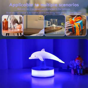 3D Dolphin <b>Stand</b> Table Lamp Eye Protection Touch <b>Control</b> Decorative Night Lights Portable Cordless Home Accessories - Product Image 4