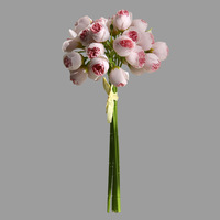 Bouquet de fleurs artificielles de haute qualité, 27 têtes de roses thé et de ranunculus, pour décoration de mariage, fête, centre de table