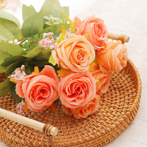 Artificial Rose Bouquet 7 Heads High Simulation <b>Plastic</b> Silk Flowers Wedding Decoration <b>Table</b> Props - Product Image 6