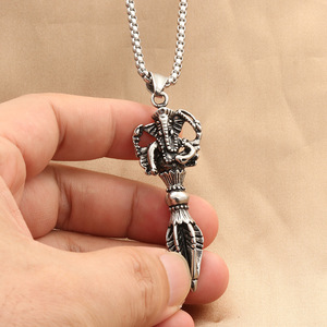 Pendentif Vajra en acier inoxydable pour homme, collier rétro punk, design animal géométrique, bijoux tendance - Product Image 3