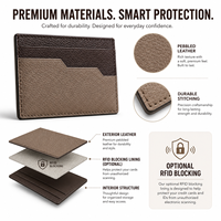 Porte-cartes fin en cuir véritable de qualité supérieure avec protection RFID pour les voyages d'affaires et le transport quotidien dans la poche avant