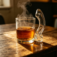 Mug en verre transparent avec poignée originale, tasse en verre artisanale créative, cadeau personnalisé pour l'eau, la bière ou les boissons