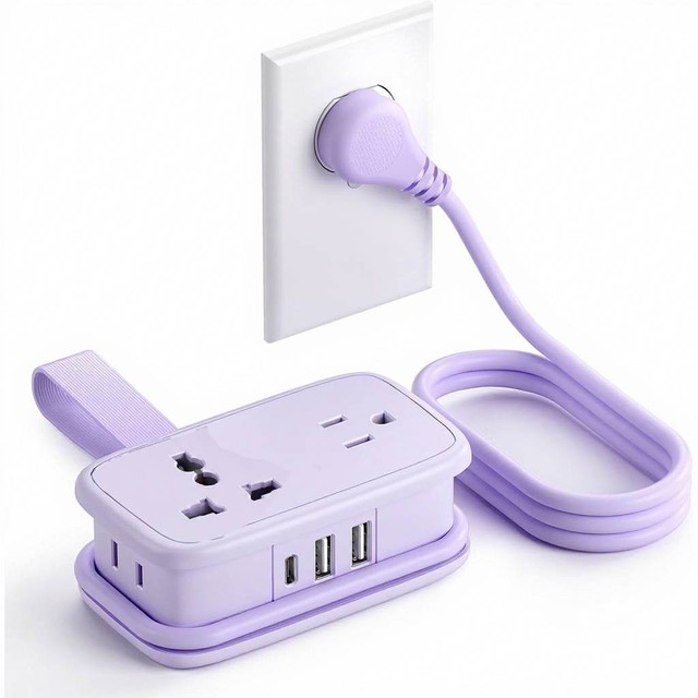 New Travel Electrical Plug Universal Power Strip 4 Outlets 2 USB 1C 10A Multi-functional Worldwide Use