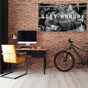 Tapestry da <span class=keywords><strong>boxe</strong></span> di Mike <span class=keywords><strong>Tyson</strong></span> "Stay Hungry", bandiera decorativa da parete con scena di combattimento in bianco e nero - Product Image 3
