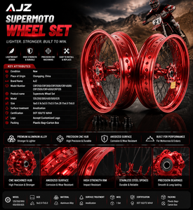 Juego de Ruedas Supermoto CNC 7116-T6 de Aluminio de 16/17 Pulgadas para Motocicleta Todoterreno CR <span class=keywords><strong>CRF</strong></span> 125 <span class=keywords><strong>250</strong></span>, Piezas de Alto Rendimiento - Product Image 1