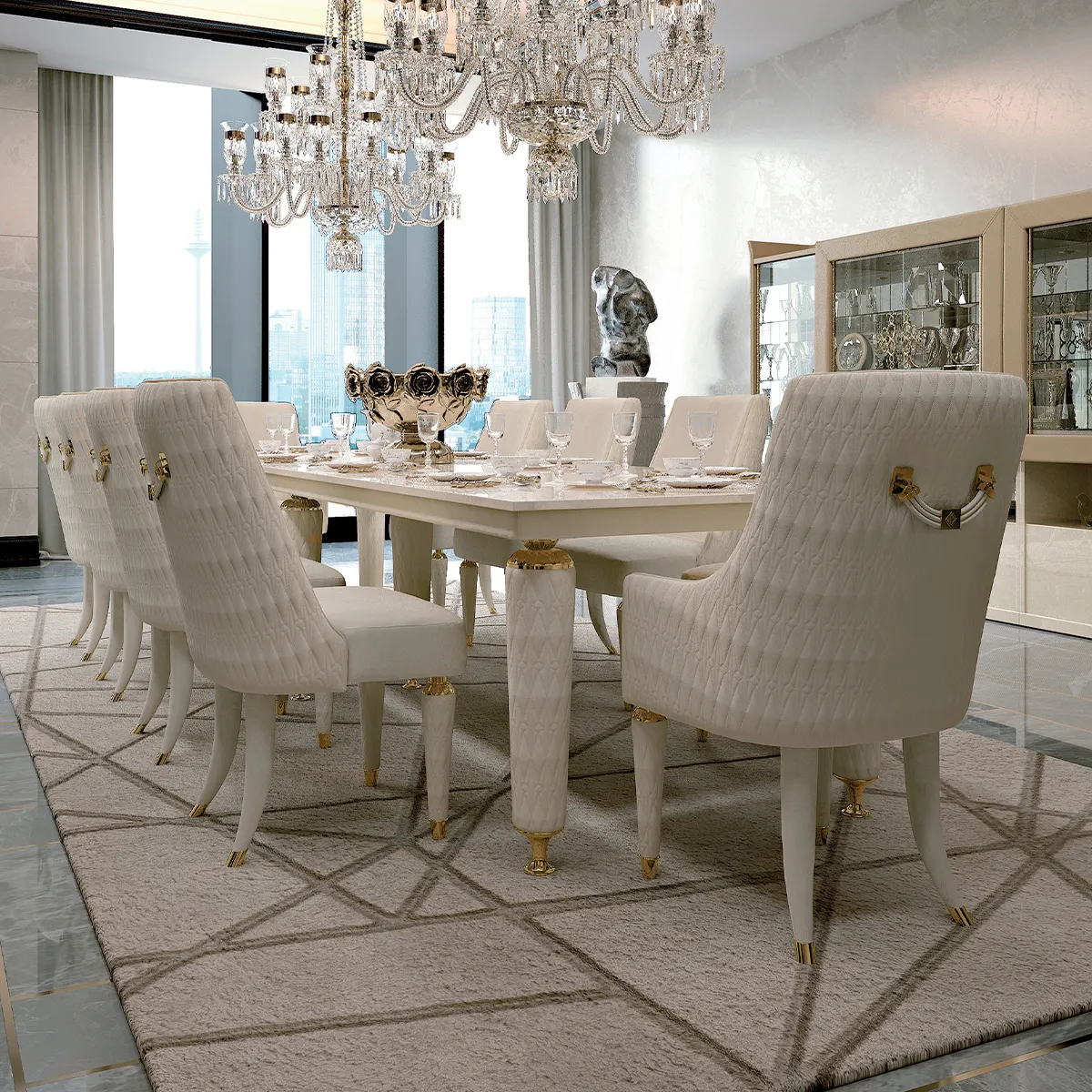 Mesa de jantar antiga italiana, design de luxo, decoração de sala de jantar com cadeiras, mármore artificial, conjunto de mesa, 10 lugares, móveis modernos sala de jantar