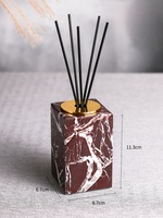 STONEKOCC Bouteille diffuseur de parfum en marbre naturel veiné rouge avec logo personnalisé, pot diffuseur d'arômes en pierre pour hôtel et salle d'exposition, compatible OEM ODM