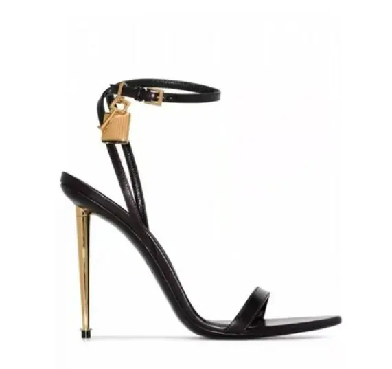 2024 Fashion sexy personality buckle up with a line with a thin heel pointed open-toe ultra-high heel sandals