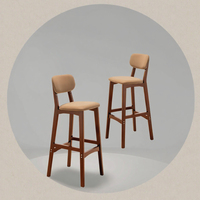 Tabouret de bar moderne en bois massif avec dossier rembourré, chaise de comptoir pour hôtel, salle à manger, maison