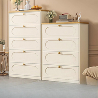 Commode crème et blanche pour chambre et salon, armoire de rangement avec poignées dorées