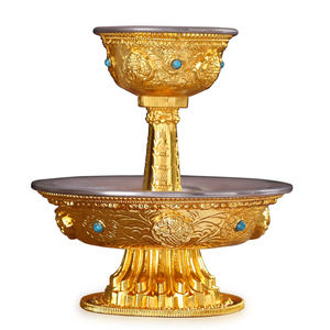 Nepal ese Craft Tibetan Supplies Acht glück verheißende Protektoren Cup Edelstahl Liner Wasser versorgung Doppels chicht Kleine Größe - Product Image 1