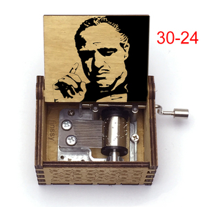 Vente en gros du <span class=keywords><strong>parrain</strong></span> boîte à musique à manivelle impression personnalisée petite boîte-<span class=keywords><strong>cadeau</strong></span> en bois noir - Product Image 6