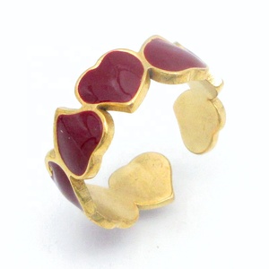Anillo de Moda Popular en Europa, Personalizado, Hidráulico, Relleno de Epoxi, en Forma de Corazón, Abierto, de Acero Inoxidable, Chapado en PVD, Oro de 18K - Product Image 2