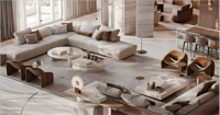 Lit King Size de Luxe en Tissu avec Tête de Lit Large, Nouveau Style, Mobilier de Chambre Moderne, Ensemble de Salon