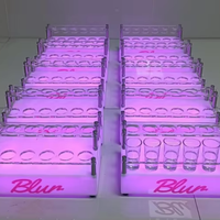 Plateau lumineux LED en acrylique rechargeable pour discothèque, présentoir à cocktail champagne à trois couches