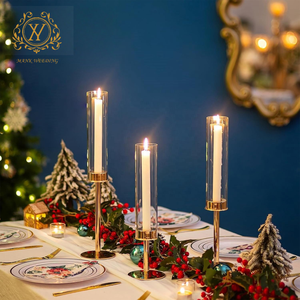 Juego de candelabros de una sola cabeza románticos de lujo ligero, centros de mesa de boda, candelabros de cristal de Metal dorado de alta calidad - Product Image 2