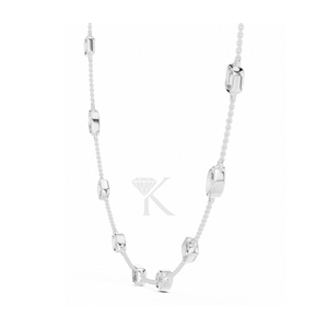Collier à maillons en or massif 14 carats avec diamants de laboratoire de forme fantaisie, sertis clos, taille marquise et taille émeraude - Product Image 3