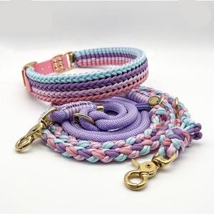 Juego de Collar y Correa de Paracord para Mascota Tejido a Mano en Macramé, Personalizado y Ajustable con Logotipo y Color a Medida - Product Image 1