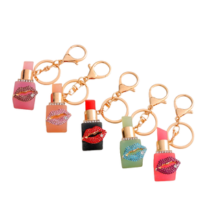 Porte-clés de luxe tendance et <span class=keywords><strong>sexy</strong></span>, baume à lèvres, porte-clés en cristal, porte-clés brillant en strass, porte-clés rouge à lèvres, porte-clés rouge à lèvres brillant - Product Image 1