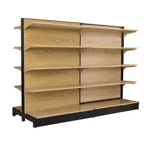 Retail Store Gondola supermarket wooden Storage shelf Adjustable Disassembled Display Rack