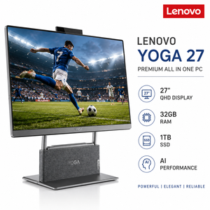 Ordinateur de bureau professionnel Lenovo Yoga 27 tout-en-un, écran QHD 27 pouces, Intel Core Ultra 5 225H, 32 Go de RAM, SSD 1 To - Product Image 1