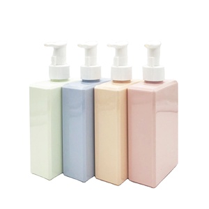 Luxury Bottle Candy Color 9 oz PETG Plastic Flat Square Shampoo bottle and lotion bottle with Pump