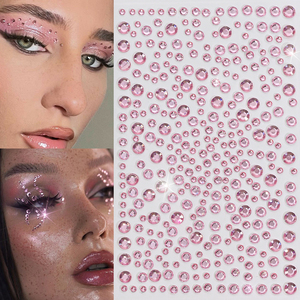 Delineador de ojos holográfico Rosa 3D cara gema cara Pegatina autoadhesiva ojo Rhinestone cristal diamante tatuaje pegatina decoración Facial - Product Image 2