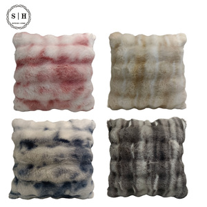Housse de coussin en fausse fourrure en polyester tie-dye avec fermeture éclair invisible, amovible et lavable, design coquille à bulles <span class=keywords><strong>pour</strong></span> canapé-lit 20x20 pouces - Product Image 3