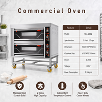 Four à sole commercial à gaz, 2 niveaux, 2 plateaux, en acier inoxydable, pour boulangerie, pain et pizza, machine de cuisson industrielle, commande par bouton