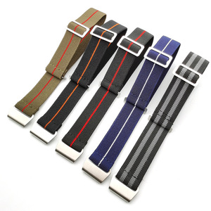 Correa de Reloj de Nailon Elástico para Paracaidistas Franceses, 20/22 mm, Cierre de Gancho y Bucle, Herrajes de Acero Inoxidable 304, Múltiples Colores a Rayas, Personalizable OEM - Product Image 3