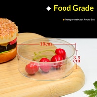 Boîte ronde en plastique transparent PS recyclable de qualité alimentaire avec couvercle, boîte de rangement pour collations portable et écologique