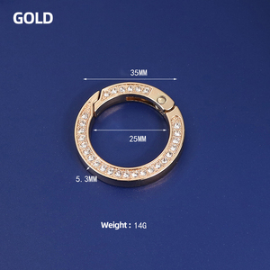 Anelli a molla in <span class=keywords><strong>metallo</strong></span> con finitura lucida lucida di alta qualità anello a scatto rotondo cerchi in <span class=keywords><strong>metallo</strong></span> con diamanti Bling all'ingrosso - Product Image 5