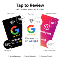 Individuelle Acryl-NFC-215-Bewertungskarte mit QR-Code zum Scannen für Google-Bewertungen, Restaurantbestellungen und Feedback
