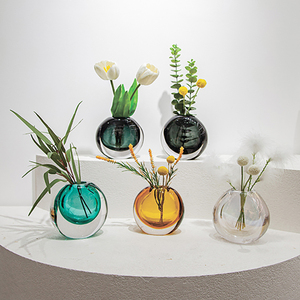 Décoration de chambre : Vase à eau en verre bleu, artisanat en cristal compact, cinq couleurs, design frais - Product Image 6