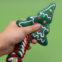 Cadeau de Noël dents meulage et nettoyage des cordes jouets pour animaux de compagnie de Noël jouets pour chiens en peluche avec son