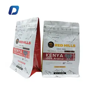 Bolsa de café de fondo plano impresa personalizada de grado alimenticio, embalaje con Válvula de ventilación, 250g, 500g, 1kg