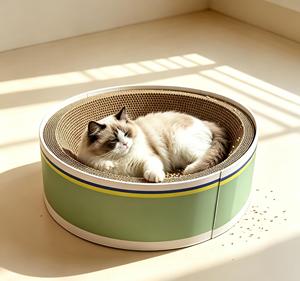 ที่นอนแมวและแผ่นข่วนแมวอเนกประสงค์รูปทรงกลม ทำจากวัสดุรักษ์โลก - Product Image 1
