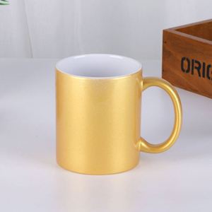 Custom Designed Fancy Porcelain Coffee Mugs C Shaped Handles Unique <b>Glitter</b> Finish American Style Eco Friendly Cups - Product Image 1