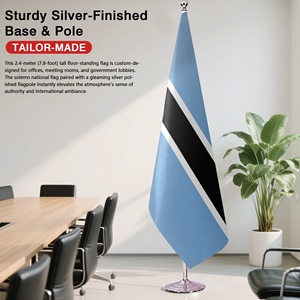 <span class=keywords><strong>Bandera</strong></span> de <span class=keywords><strong>Botswana</strong></span> Personalizada de 8.53 pies con Base, Satén, para Interiores, con Asta Plateada, para Desfiles y Eventos del Día Nacional 2026 - Product Image 3